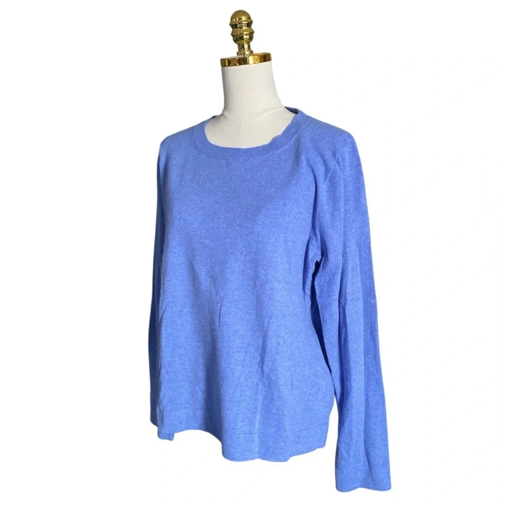 J. Crew Women’s Blue Cotton Merino Wool Blend Teddie Crewneck Sweater Size XL